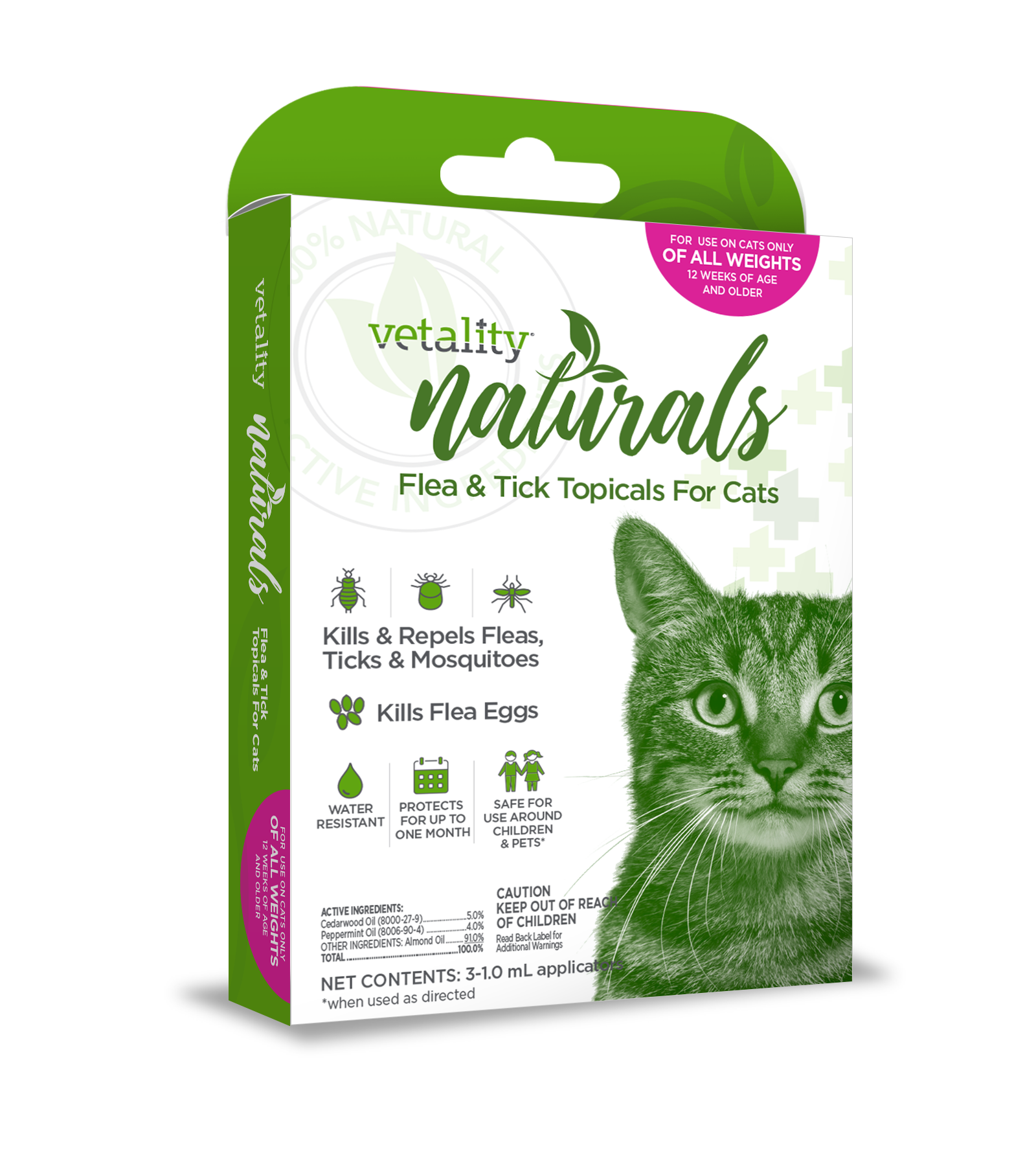Vetality Naturals Flea & Tick Topicals for Cats - Vetality